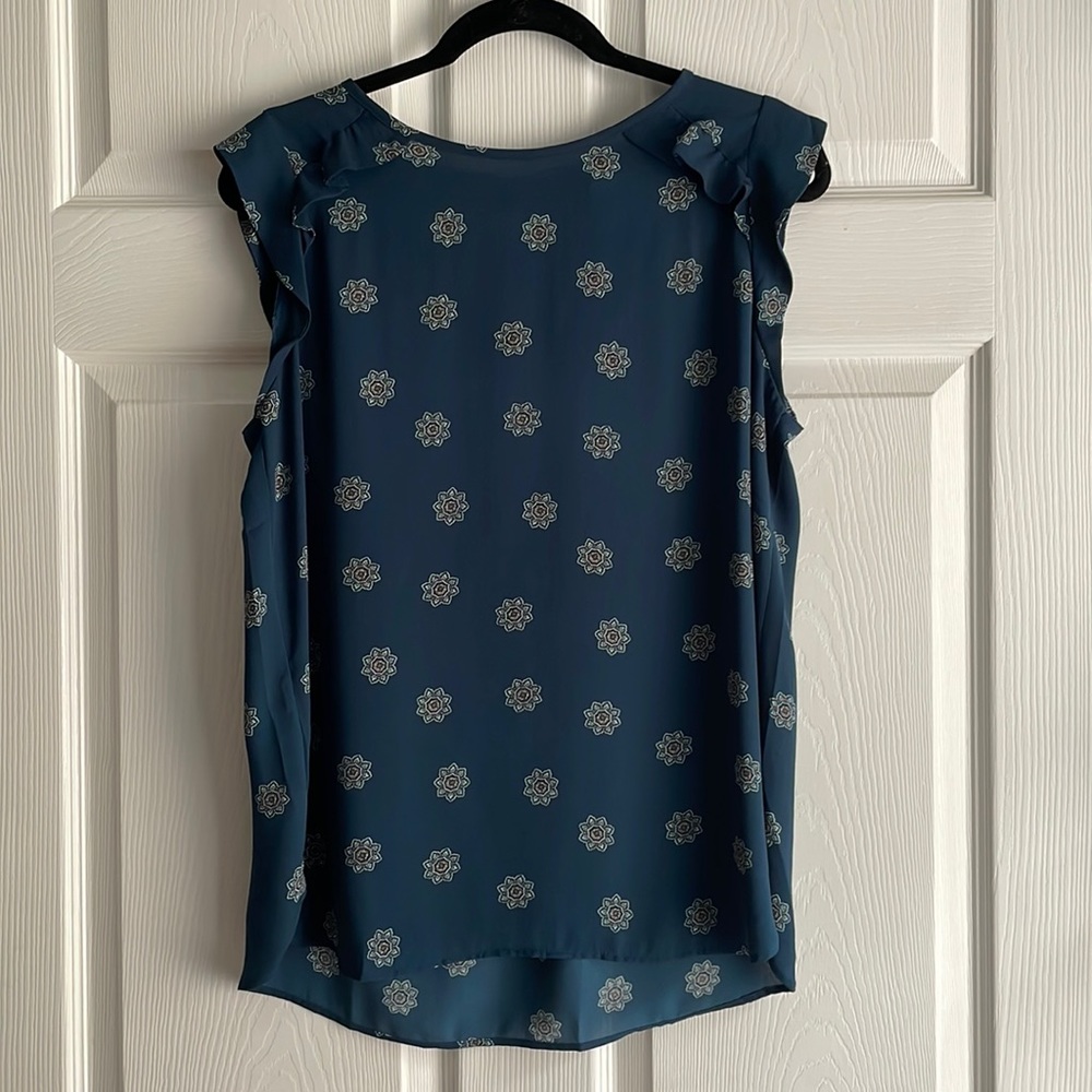 Loft Blue Patterned Top - Medium